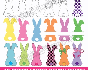 Easter Bunny Shape Svg Bundle, Bunny Shape Svg, Bunny Silhouette, Easter Bunny Svg, Rabbit Svg, Svg  for Cricut, Png, Digital Download