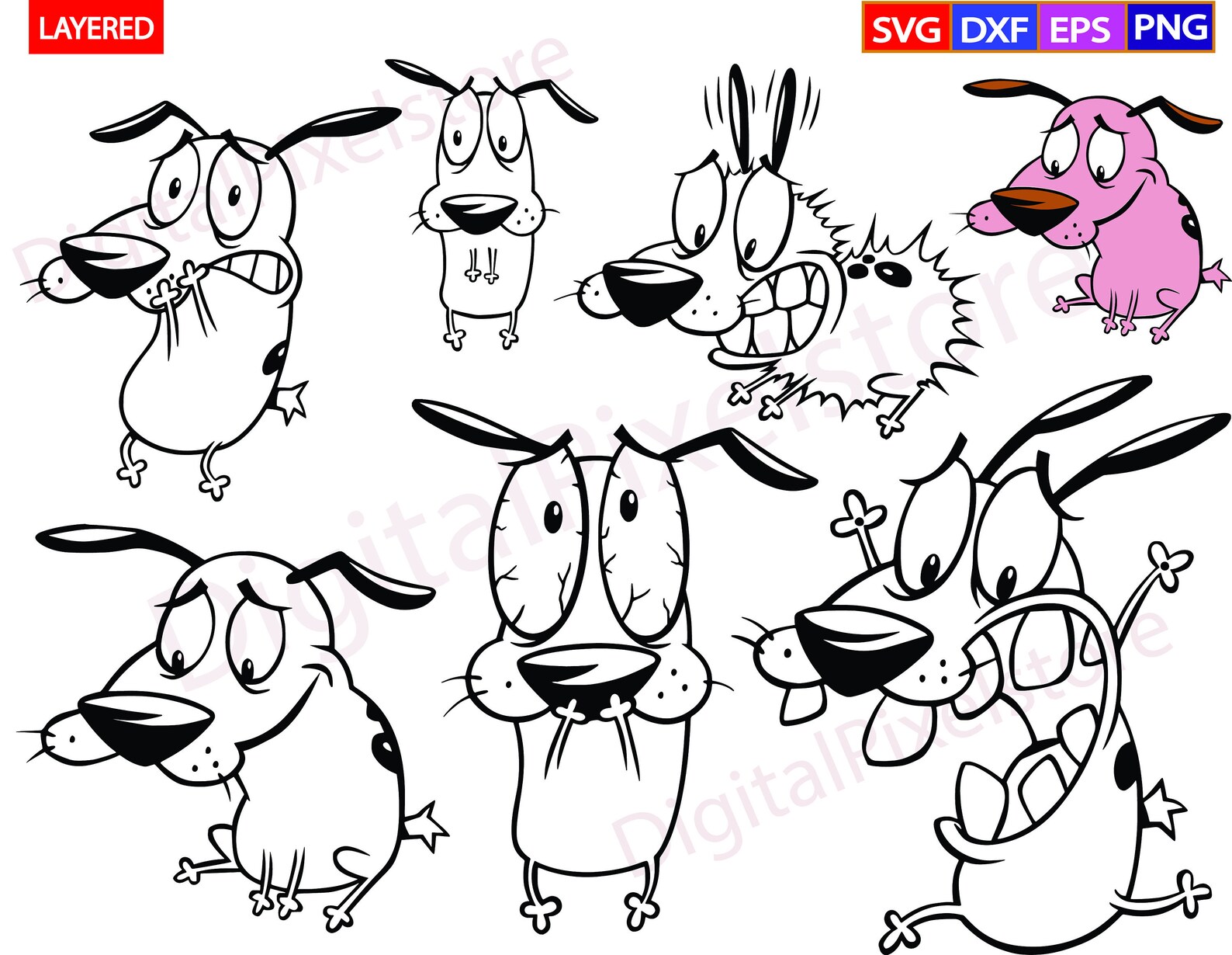 Mut der feige Hund Svg Courage Svg Mut Png Mut Hund Bündel Etsy