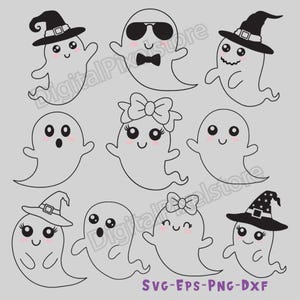 Cute Halloween Ghost SVG Bundle, Spooky Clipart (digital Download) - Etsy