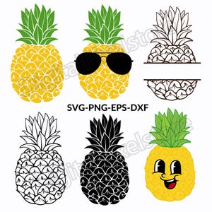 Ananas SVG, Ananas Clipart, Ananas Frucht geschnitten, Ananas Umriss SVG, Ananas mit Sonnenbrille, Ananas Png, Silhouette Schnitt Dateien