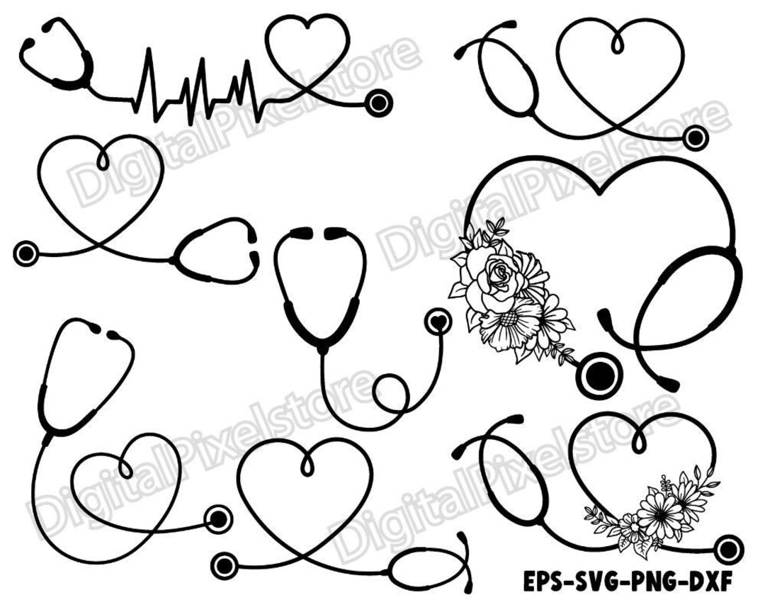 Stethoscope Svg Bundle,stethoscope Svg,stethoscope Floral,stethoscope
