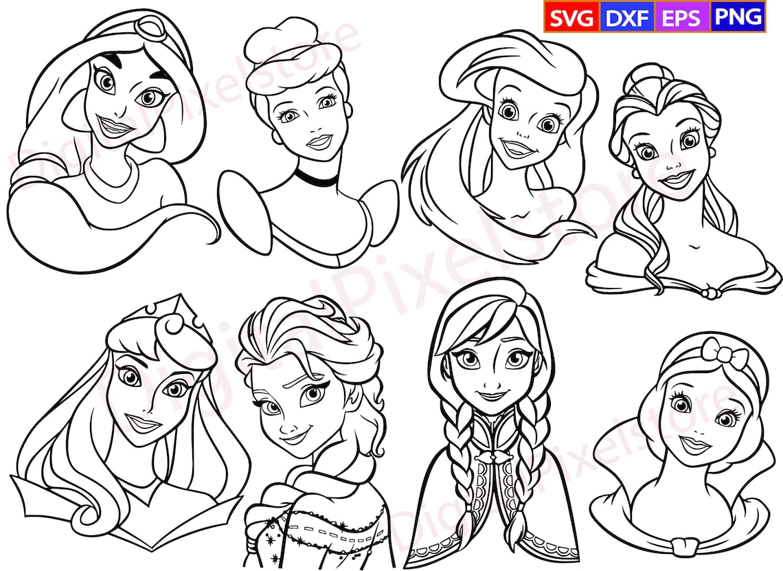 Disney princesses silhouette svgprincesses svg | Etsy
