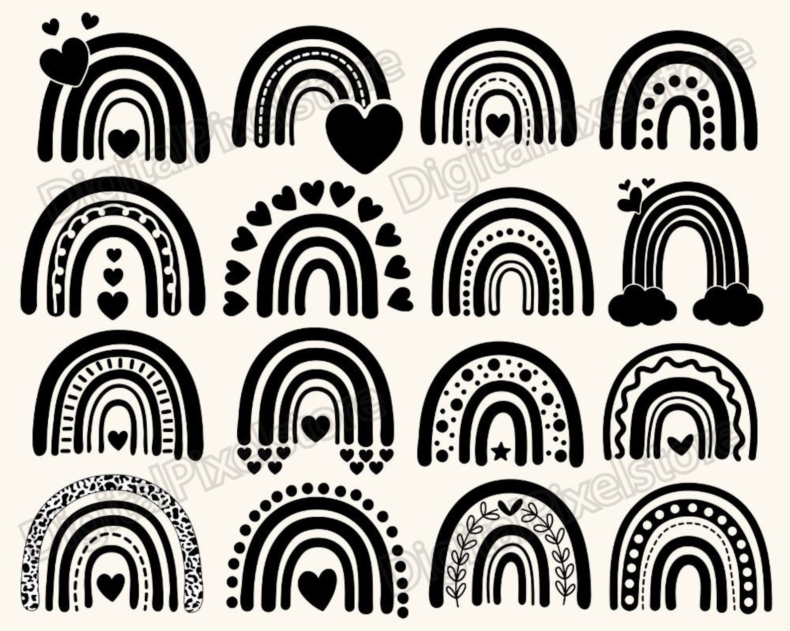 Boho Rainbow SVG Bundle: Heart Rainbow Cut Files (digital Download) - Etsy