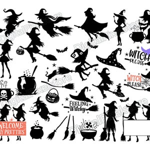 Witch SVG Bundle: Halloween Witch Silhouette, Cricut Files (Instant Download)