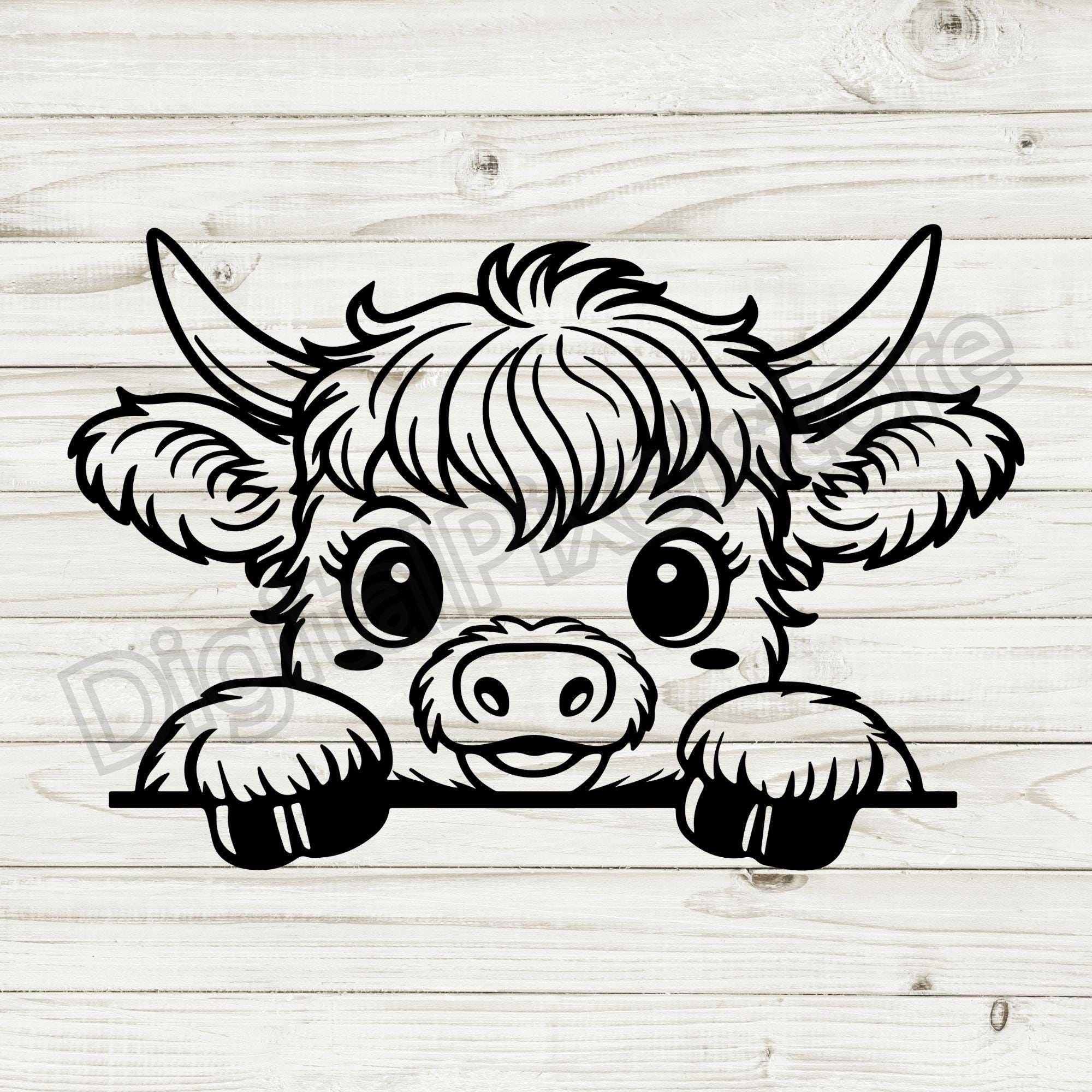 Süßer Highland Kuh Späher, Highland Kühe Png, süßes Baby Bauernhof Tier für Cricut, Silhouette, digitaler Download