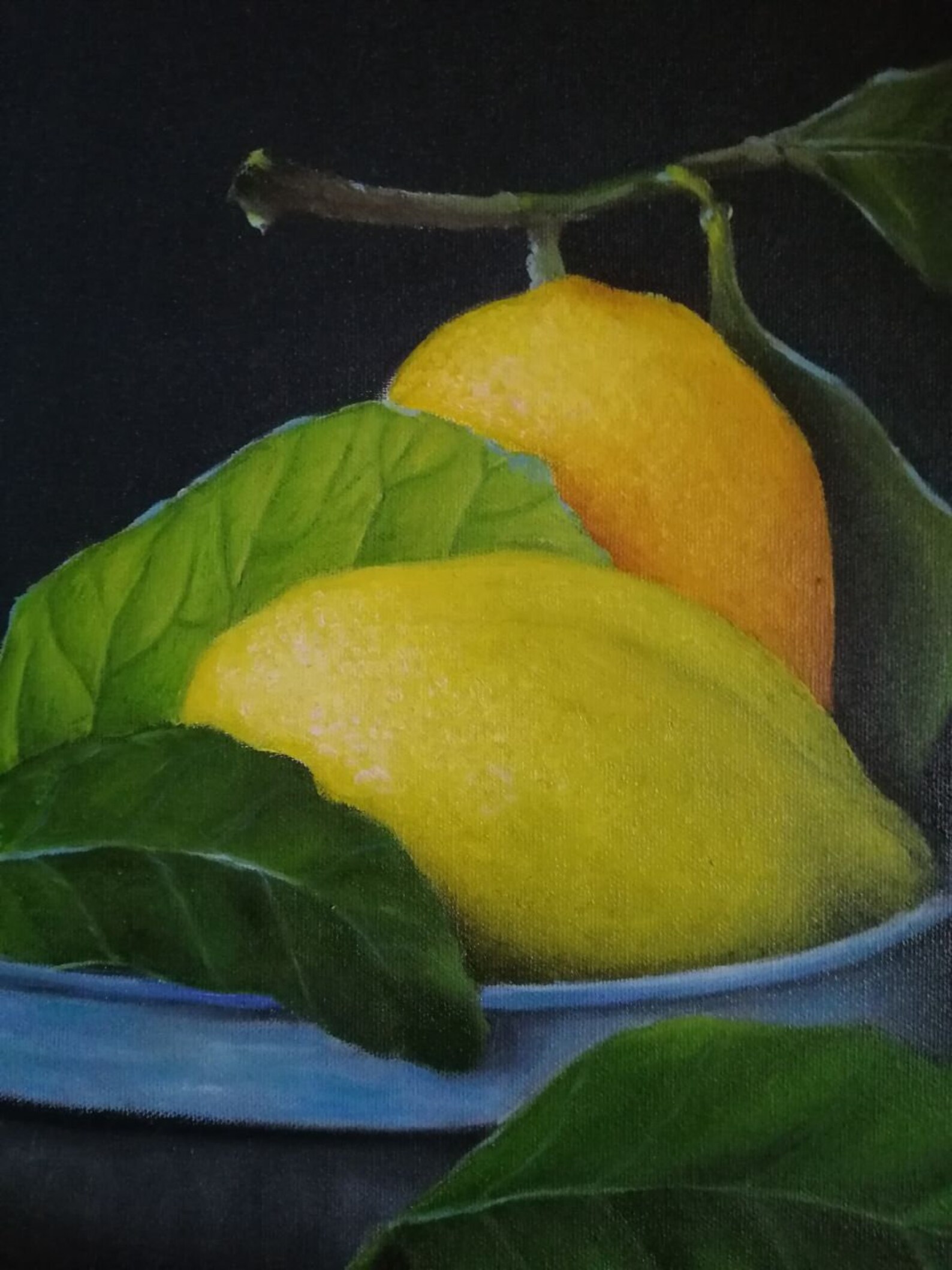 Original oil painting fruit lemon yellow wall art original Etsy