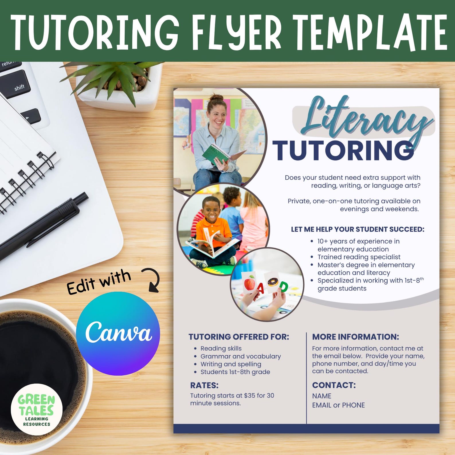 Editable Tutoring Flyer Template Canva Marketing Flyer digital Editable Tutoring Flyer Template Canva Marketing Flyer digital
