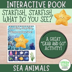 Interactive Book for Early Readers Book for Sight Word Practice | Sea and Ocean Animals Book | Printable Book for Preschool and Kindergarten