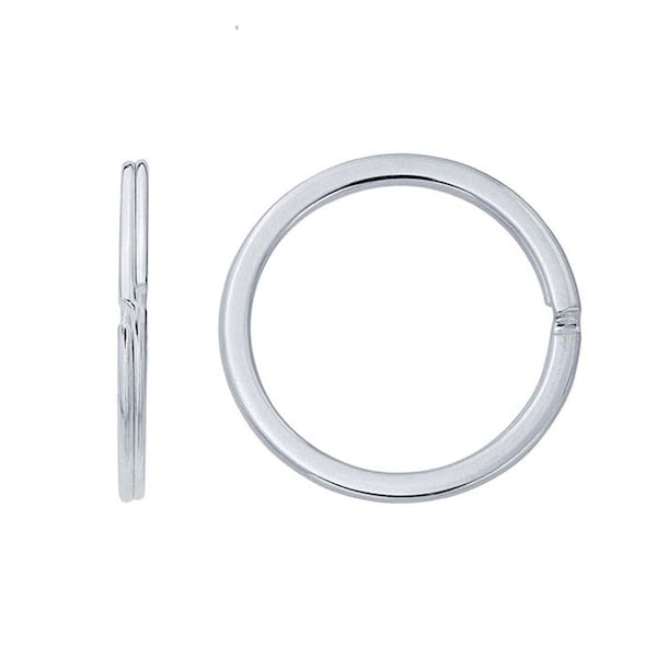 Solid Sterling Silver Keyring - Large 32mm - 925 Genuine Silver Split Key Ring
