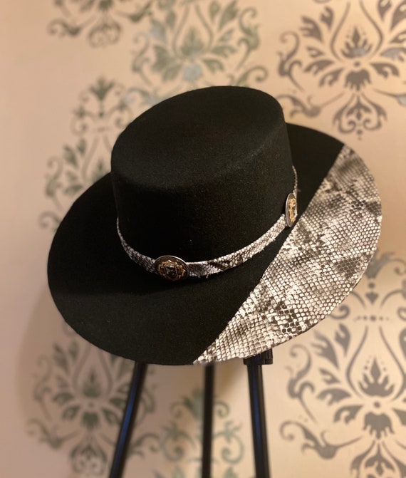 Snake Print Hat in Black Custom 