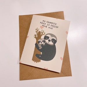 Mon endroit préféré est à l'intérieur de votre câlin / Carte de fête des mères / Cadeau de fête des mères / Carte de fête des mères faite à la main / Cadeau simple / Carte de vœux Boho