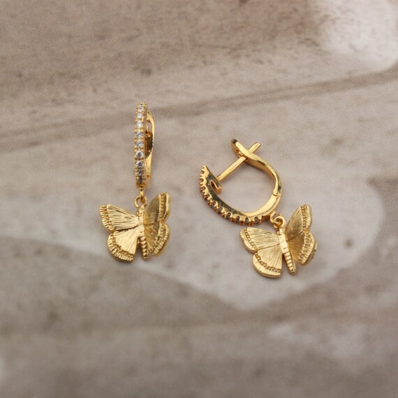 Hoop earrings with butterfly back deals