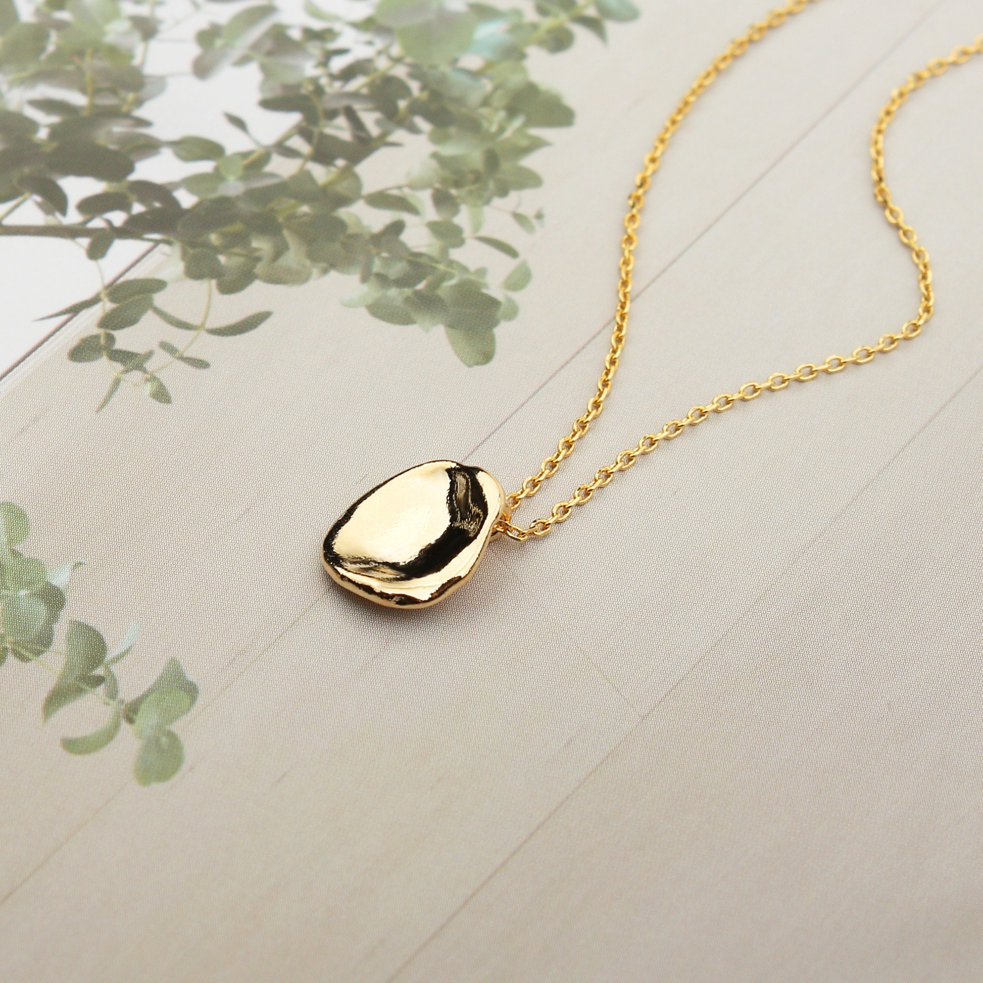Crumpled Circle Gold Necklace Hammered Gold Coin Medallion Etsy