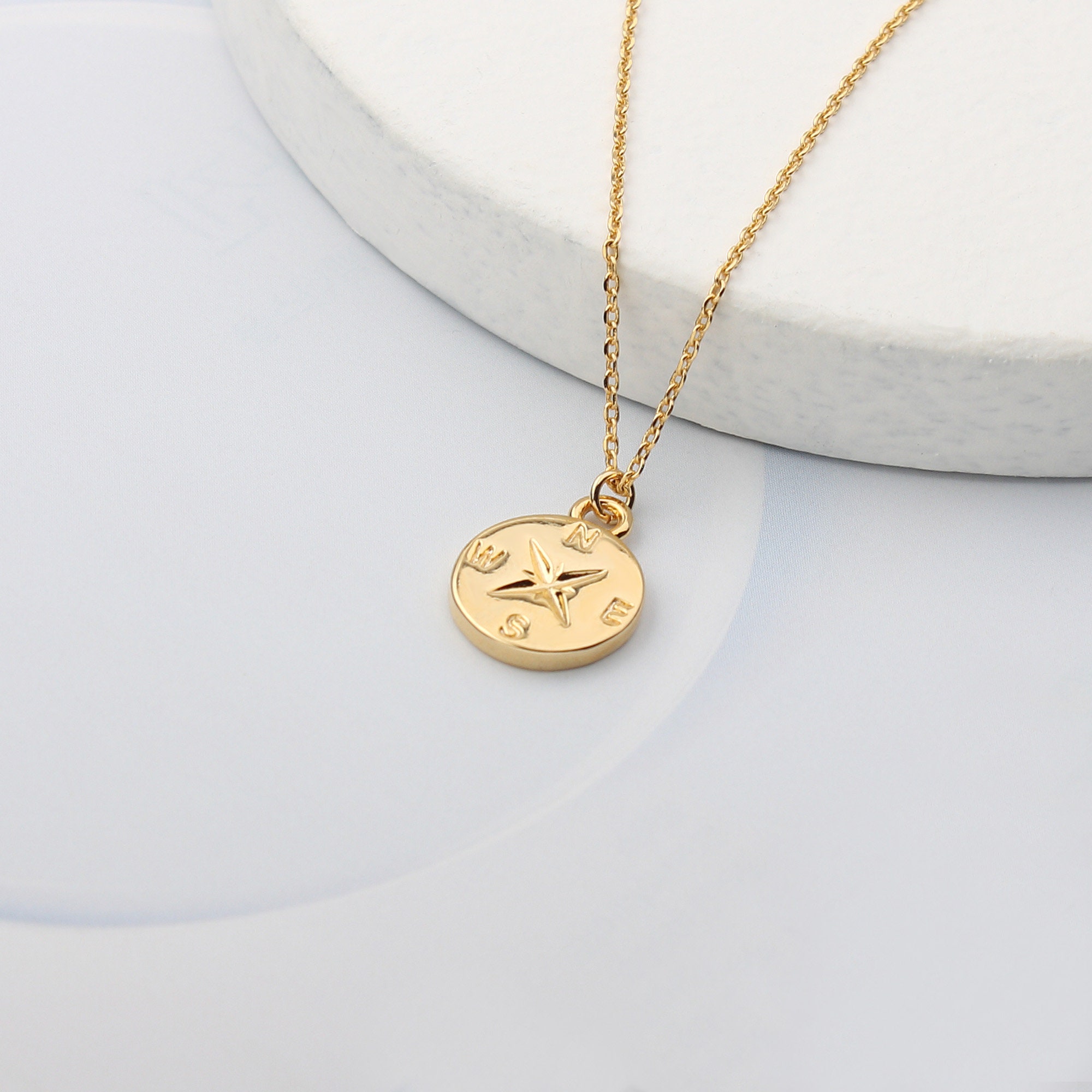 Gold Intaglio Compass Coin Necklace Compass Necklace North Etsy