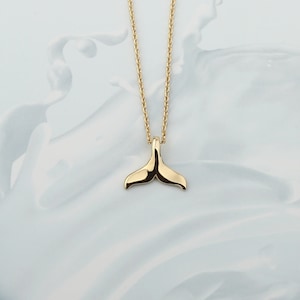 Shiny Gold Whale Tails Necklace, Good Luck Jewelry, Lucky Dolphin Tail Necklace for Women, Mermaid Tail Pendant Necklace, Ocean Jewelry