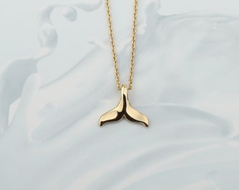 Shiny Gold Whale Tails Necklace, Good Luck Jewelry, Lucky Dolphin Tail Necklace for Women, Mermaid Tail Pendant Necklace, Ocean Jewelry