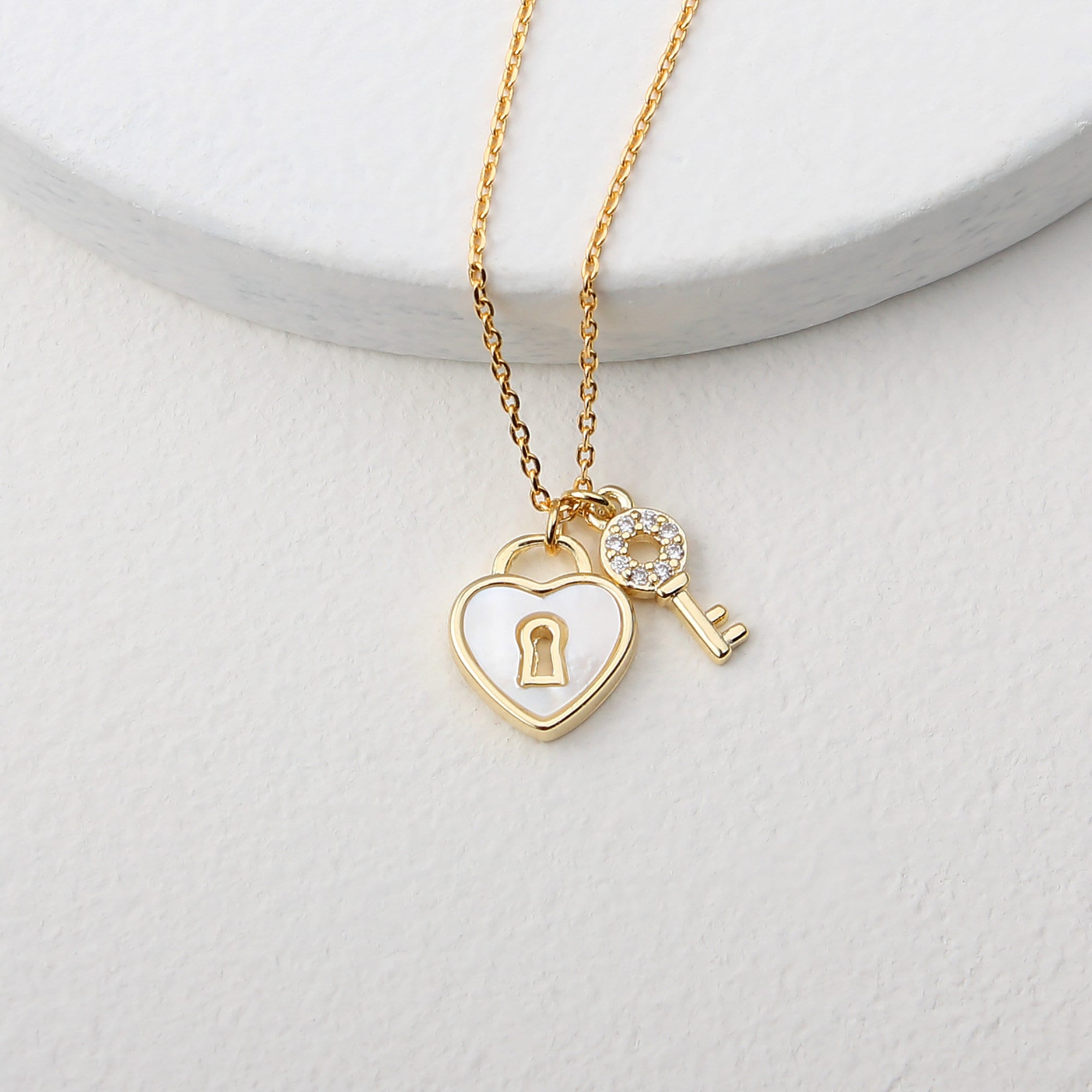 Small Lock And Key Necklace Silver 925 Gold Plated Small Love Key 