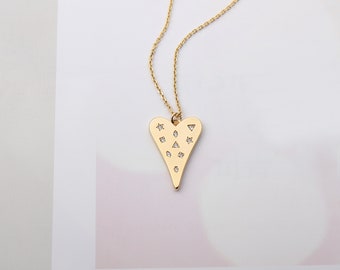 Pave CZ Heart Necklace, 14k Gold Plated