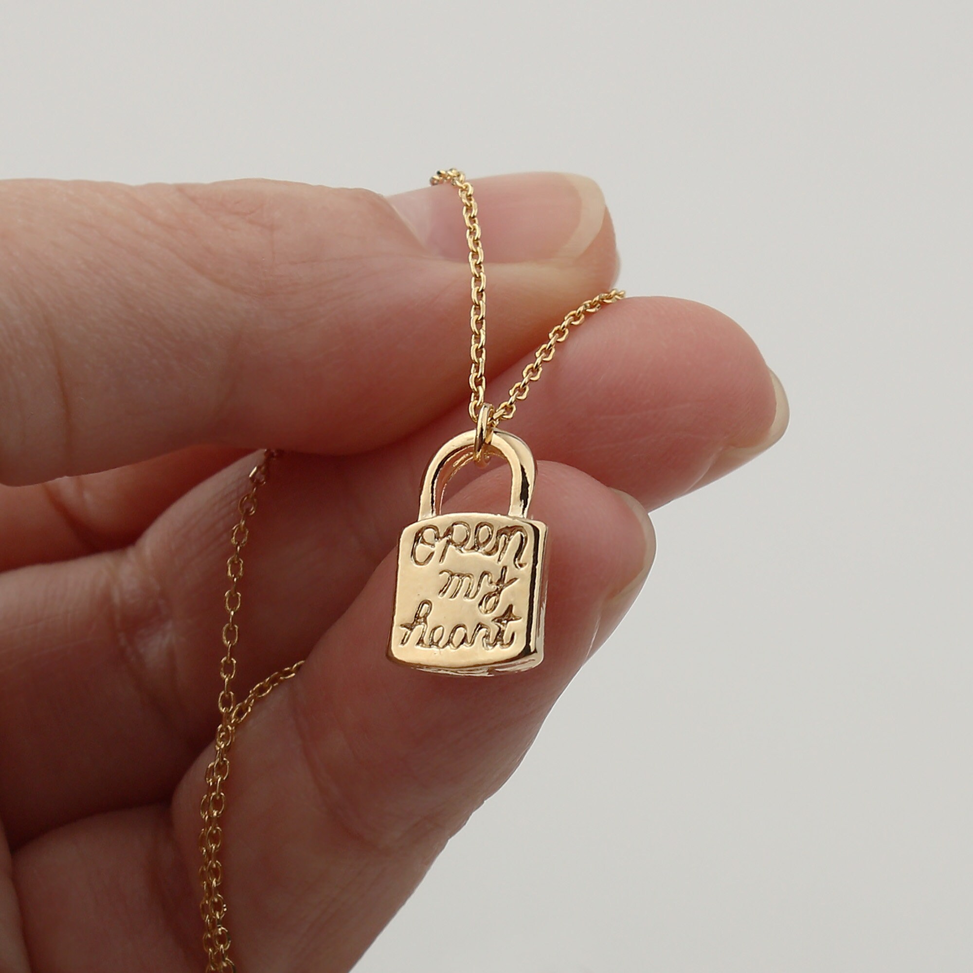 Gold Vintage Lock Necklace Square Lock With Lettering - Etsy