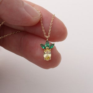 Dainty Cubic Necklace, Pineapple Necklace, Tiny CZ Diamond Necklace,  Fruit Tropical Necklace, CZ Pineapple Charm Necklace