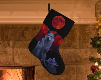 Oh Wolf Moon | Goth Christmas Stocking | Velvet