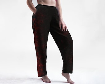 Red Tie Dye Bat Lounge Pants | Goth Sleepwear