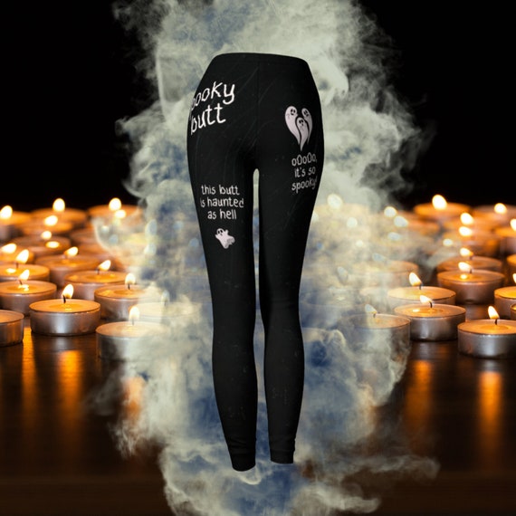 Spooky Butt Leggings Goth Yoga Pants Cute Halloween Ghosts 