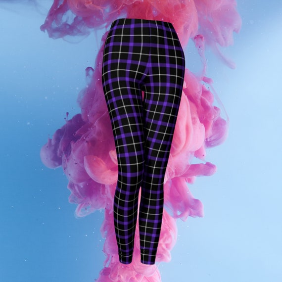 Purple Plaid Nights Leggings Punk Gothic Emo Pants 