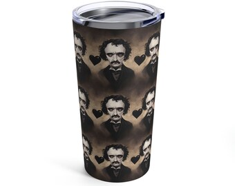 Woefully Lovelorn Edgar Allan Poe | Goth Valentine Coffee Tumbler 20oz