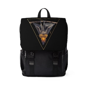 Bat in Golden Triangle | Goth Backpack with zipper pockets | occult aesthetic