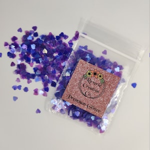 Iridescent Purple Heart Polyester Glitter 10 g Nail Art Glitter - Slime Glitter - Tumbler Glitter - Crafting Glitter - Resin Glitter