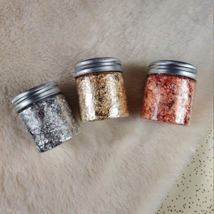 10g Metallic Foil Flake Glitter - Gold Leaf Flake - Rose Gold Leaf Flake - Silver Leaf Flake - Resin Art - Nail Art - Etc.