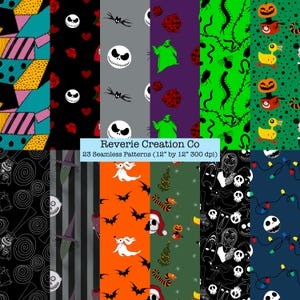 Nightmare Christmas Halloween Seamless Pattern File - NBC Halloween Town Digital Paper - Halloween Repeat Pattern - Digital Scrapbook Paper