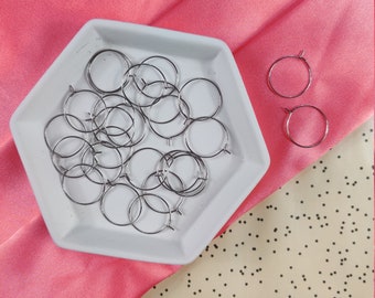 Surgical Stainless Steel Hoop Ear Wires 20mm - Hypoallergenic - Dark Silver Metal - Jewelry Making Supplies - Clay Earrings - Resin Earrings
