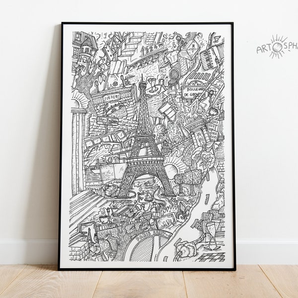 POSTER TOUR EIFFEL (série print limitée - numéroté & signé) / 21x30cm / Print — Illustration / Voyage / Paris / Poster  / Noir et blanc