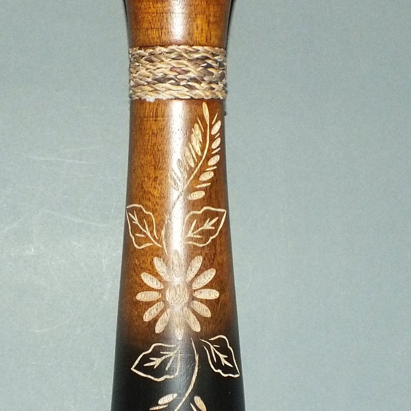 Vase en bois de mangue avec décoration de corde conçu pour les fleurs séchées Arrangement Thaïlande LIVRAISON GRATUITE