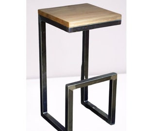 Tabouret Haut de Bar 80 cm ; 70 cm ; 60 cm en bois brut et fer original