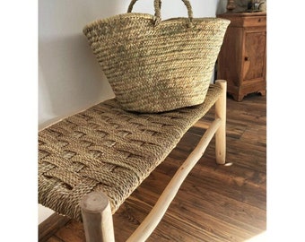 Wholesale ; Moroccan bench in solid wood and rattan; traditional beldi bench, Free delivery