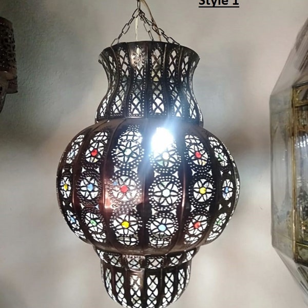 Lampe orientale / Lampe marocaine / Sospensione / Lanterne suspendue arabe / Lampe à suspension en verre / Plafonnier / TITiA multi
