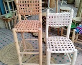 Bar Top Stool 80 cm 70 cm 60 cm in raw wood and original leather