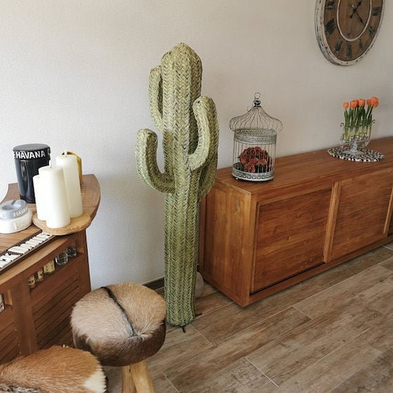 Boho Braided Wicker Cactus, Straw Cactus 