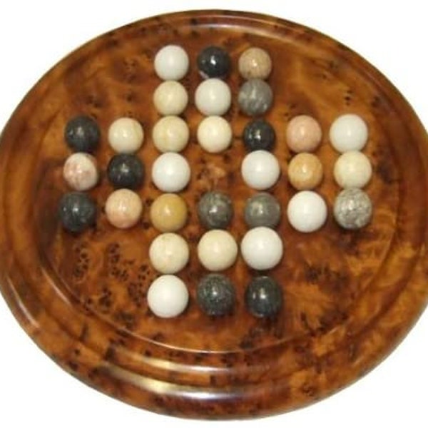 Moroccan handmade Thuya Wood Solitaire Game With Marble Balls, moroccan game board, handmade wooden Home Decor,