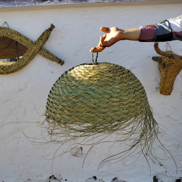 Wholesale , Moroccan handmade Natural Rattan lampshade, Suspension Doum , bohemian light pendant ,Moroccan handmade  straw