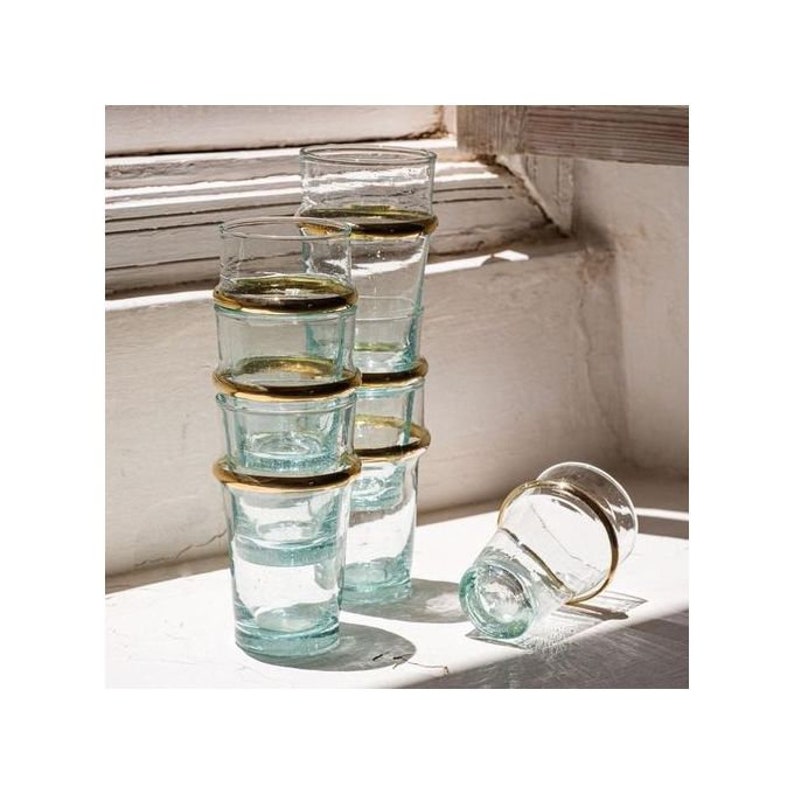 Set of 6 Water Glasses Moroccan Stemless Handblown Wine Etsy