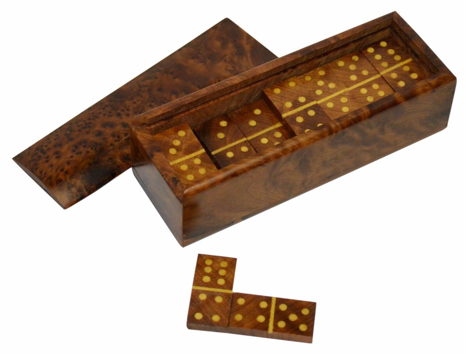 Brillante Domino Spiel aus Thuja Holz-Würzel Holz Marokko 20 cm lang 