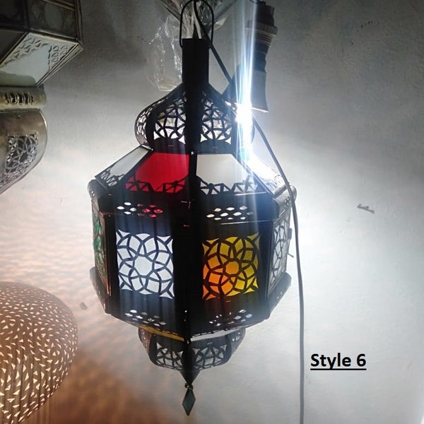 Lampe orientale | Lampe marocaine | Suspension | Lanterne suspendue arabe | Lampe à suspension en verre | Plafonnier | TITiA multi