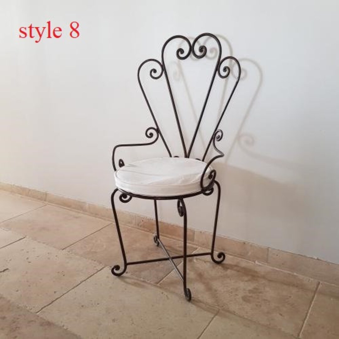Moroccan Handmade Iron Chair, Hand Painted Outdoor Chair, Black Iron ...