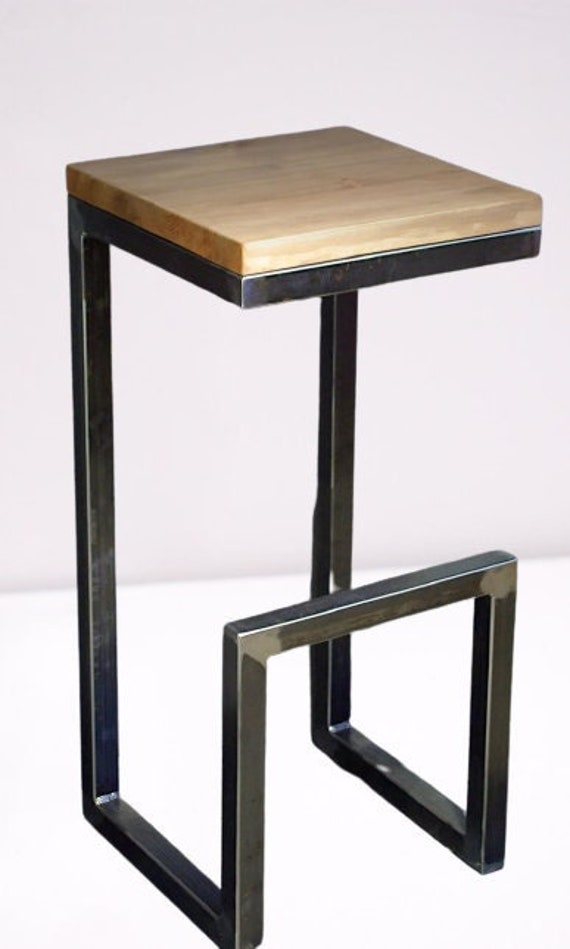 High Bar Stool 80 cm 70cm 60 cm in raw wood and original iron