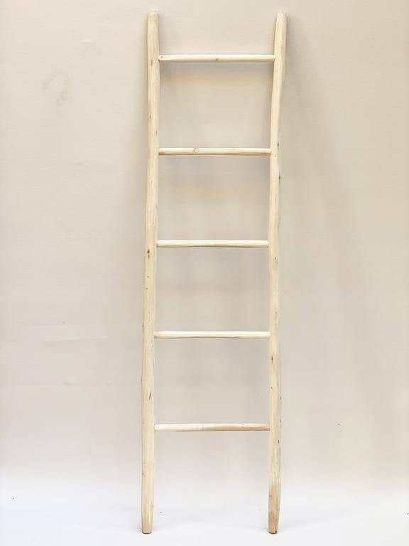 Toallero escalera - Bambú natural y metal blanco - 6 niveles - 189x45x2cm