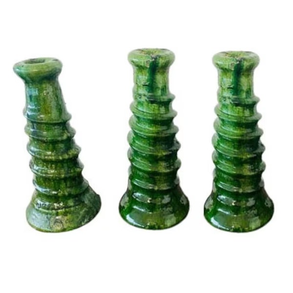 Promotion 50% off Unique Handcrafted Tamegroute Green Glazed Pottery 20 cm, Moroccan Tamegroute candle holder, christmas gift